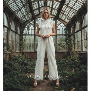 GANNI Jerome Lace Jumpsuit Small White